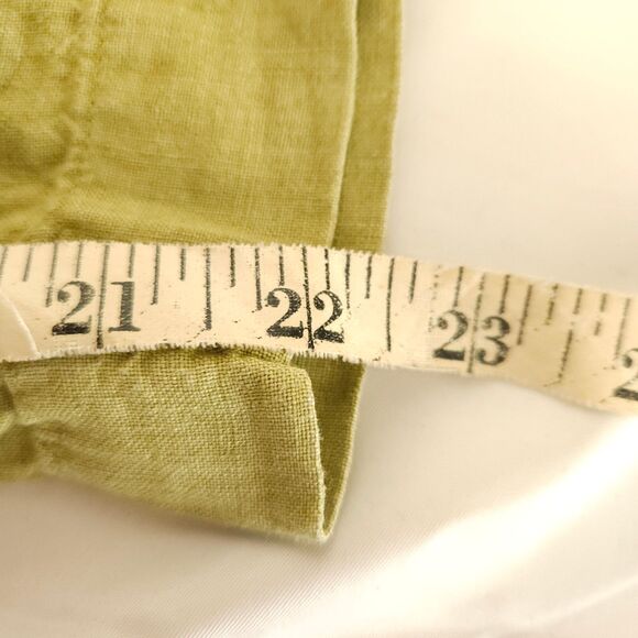 J Jill Womens XSp Petite Yellowish Green 100% Linen Stretch Pull On Ankle Pants - Picture 7 of 7